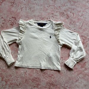 Polo by Ralph Lauren Kids White Ruffle Long Sleeve Tee